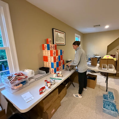 Product samples lined up for testing