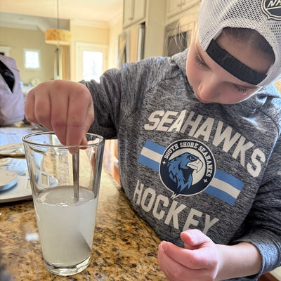 Early taste testing at the kitchen table